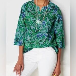 J. JILL || Green Leaf Print Women's Top. Sz. MP
